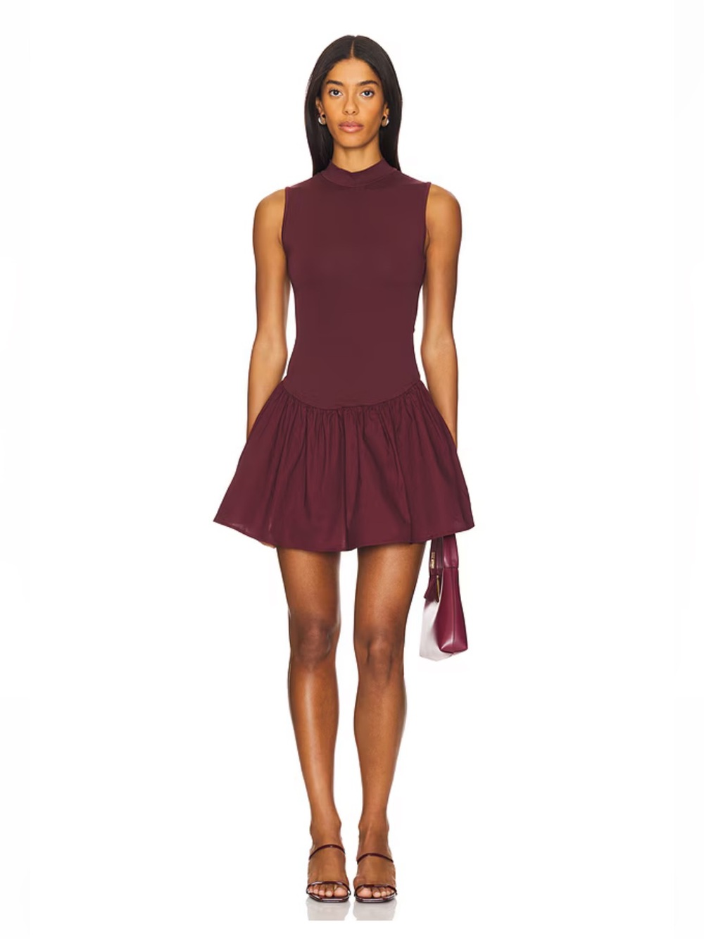 NWT WEWOREWHAT Mockneck Dress in Eggplant Size Small 9538
